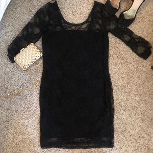 Black lace mini dress with sleeves (H&M)
